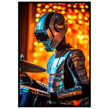 The Future Robot Drummer - Cyber punk poster