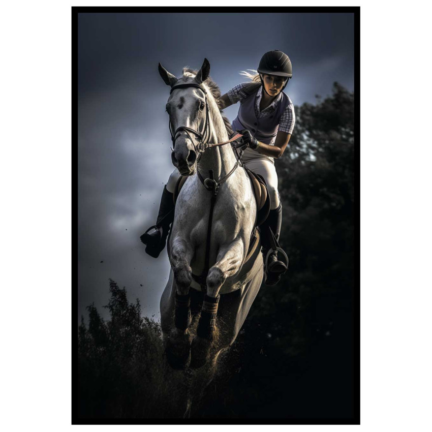 Girl on white horse - Animal action poster