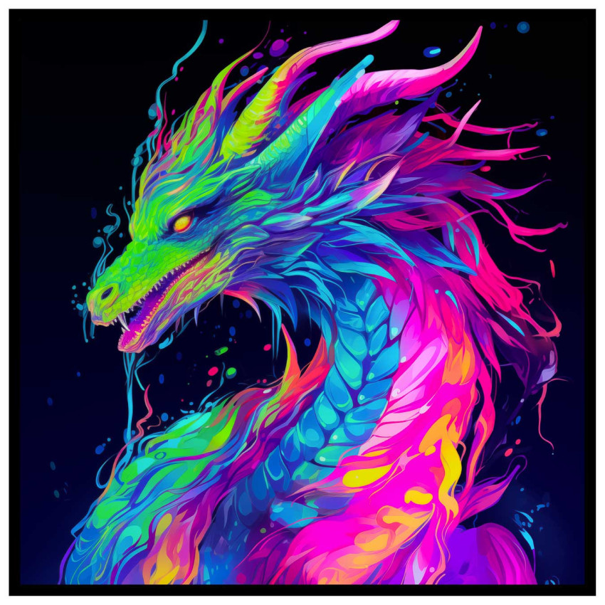 Dragon of Colors - Square & colorful poster