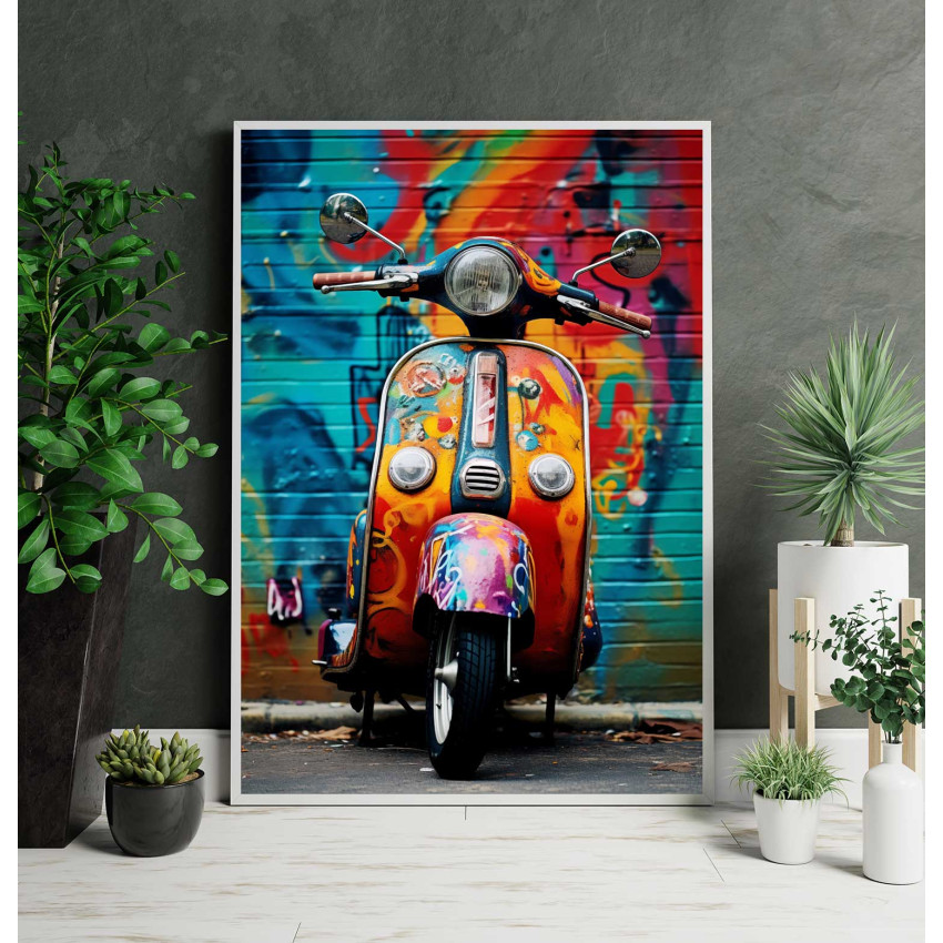 Street art Vespa - Färgstark poster