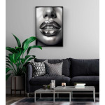 Silver Fashion Lips - Trendig svartvit poster