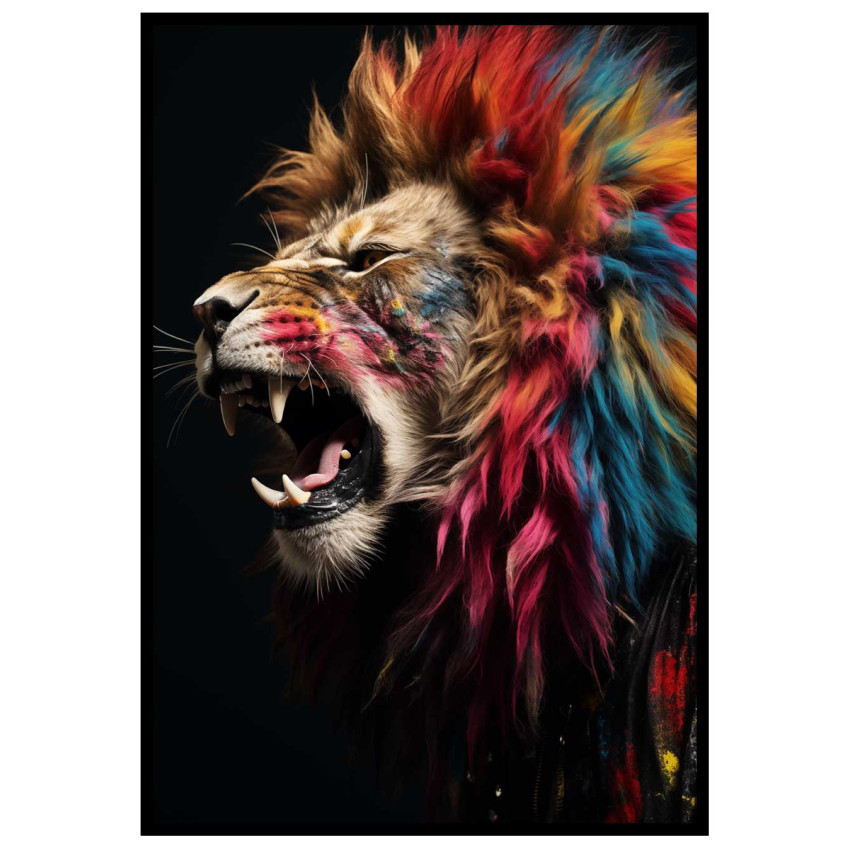 Colorful Lion - Färgstark djur poster