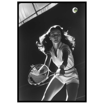 Tennis Girl in the 60's - Svartvit retro poster
