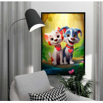 Tecknad hund & katt - Kärleksfull poster