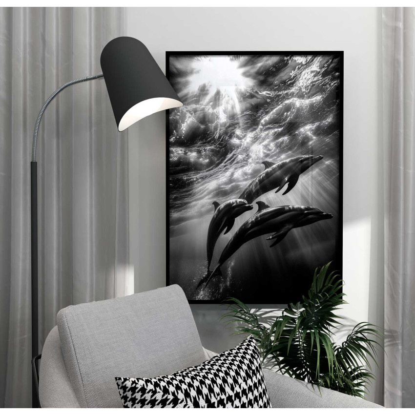 Delfiner & Solstrålar - Abstrakt & elegant poster