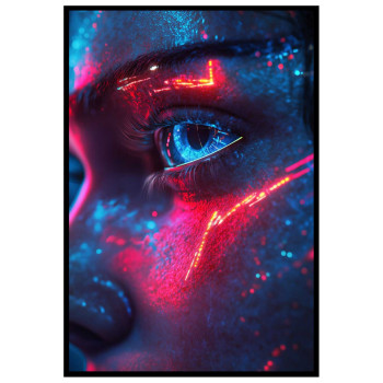 Colorful Neon Face - Simple poster