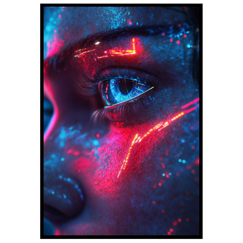 Abstrakt Neon Öga  - Cyberpunk poster