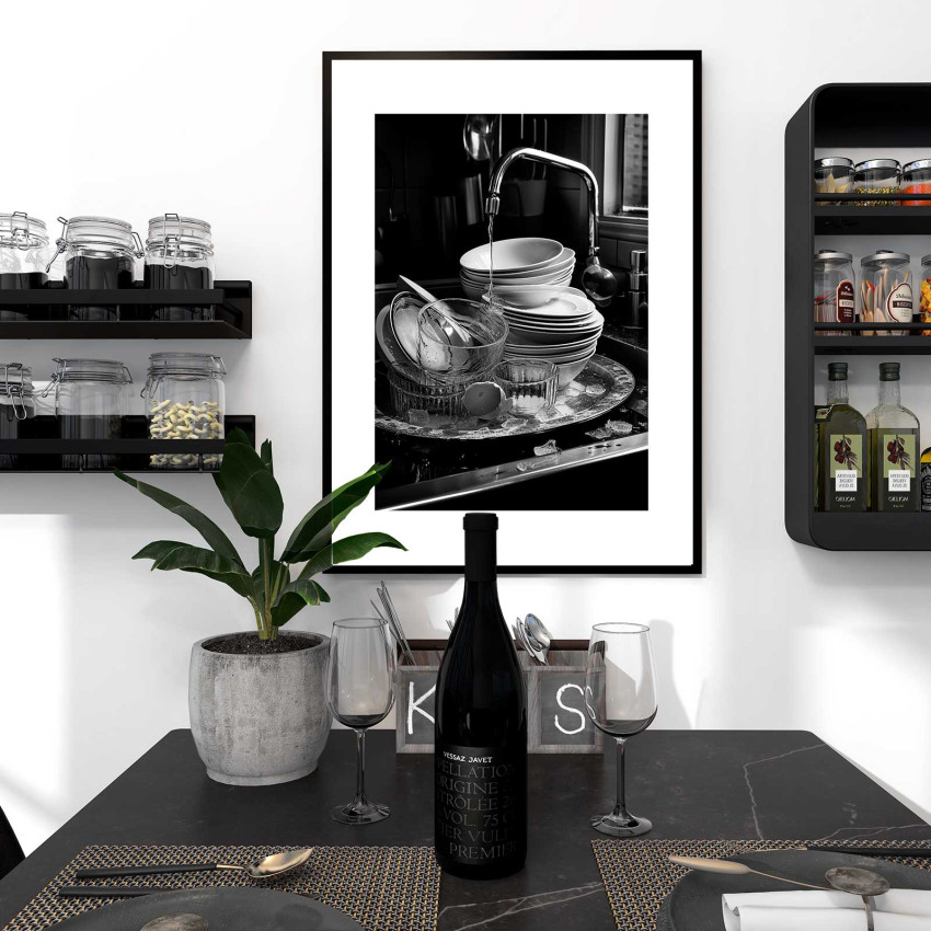 Pile of Dishes - Trendy kitchen poster