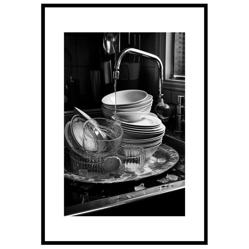 Pile of Dishes - Trendy kitchen poster