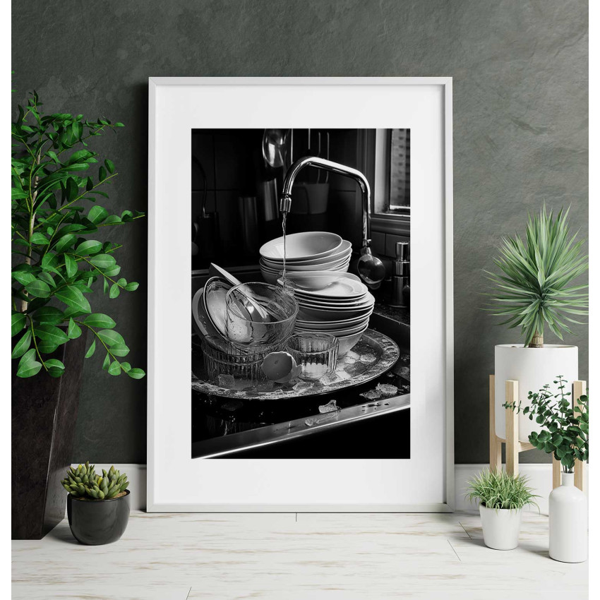 Pile of Dishes - Trendy kitchen poster