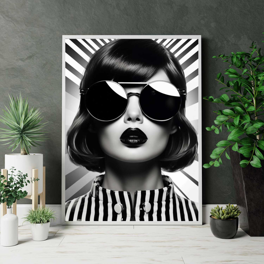 Fashion girl med vintagevibe – Poster för stilmedvetna hem
