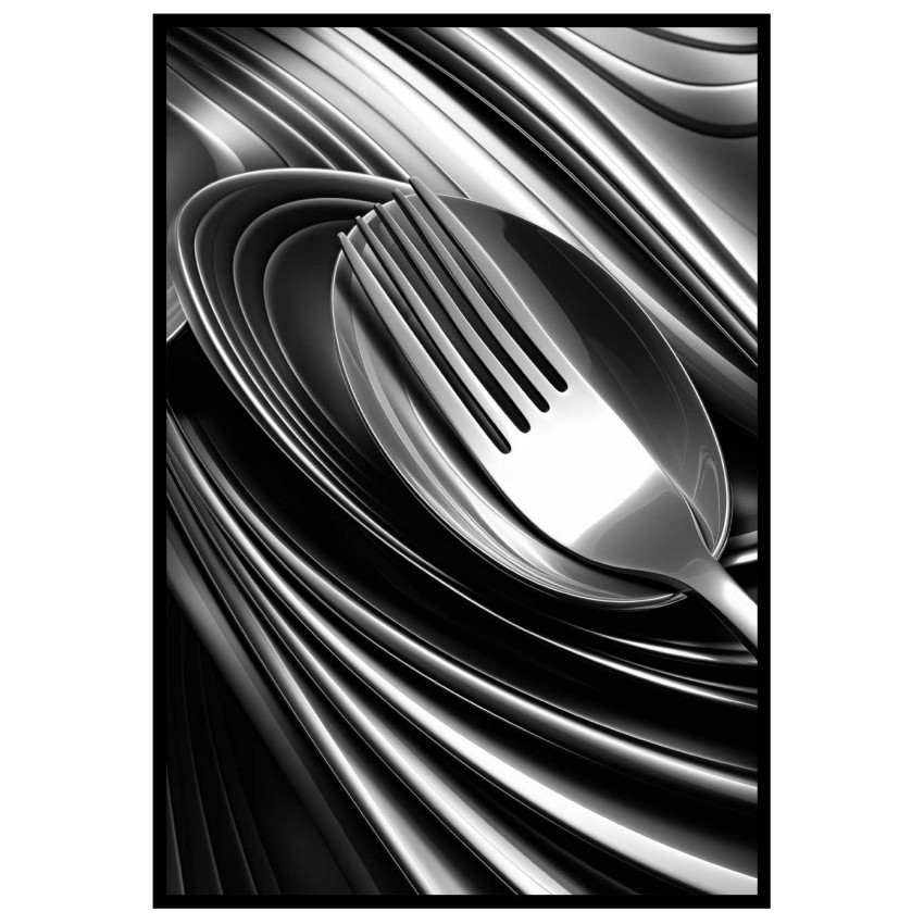 Abstract Silverware - Elegant köksposter i svartvitt