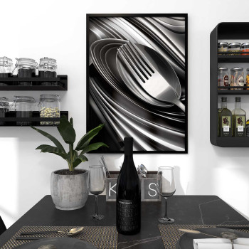 Abstract Silverware - Elegant köksposter i svartvitt