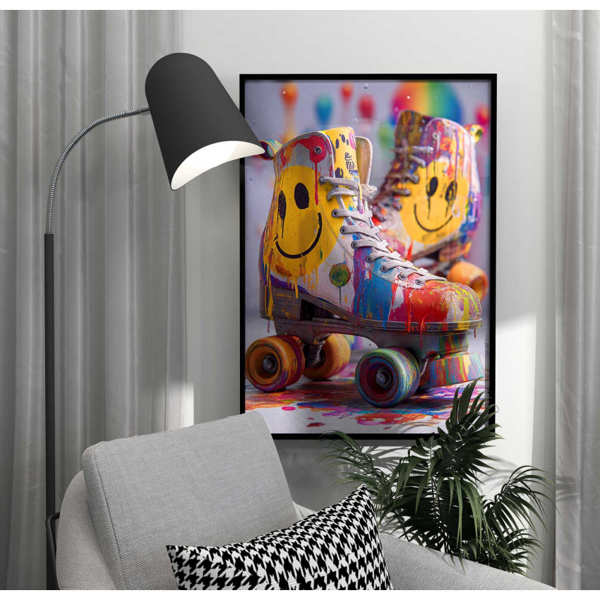 Street Art Roller Skates - Färgstark poster