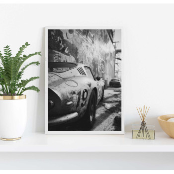 Retro Sportbil - Svartvit bilposter