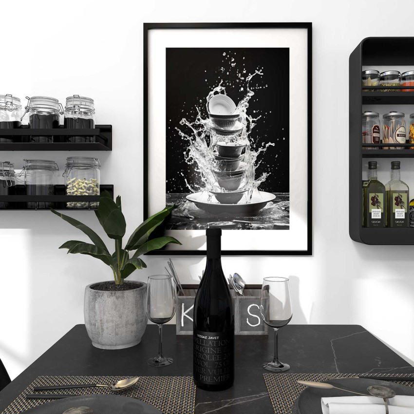 Splashing Dishes - Trendy poster for the kitchen