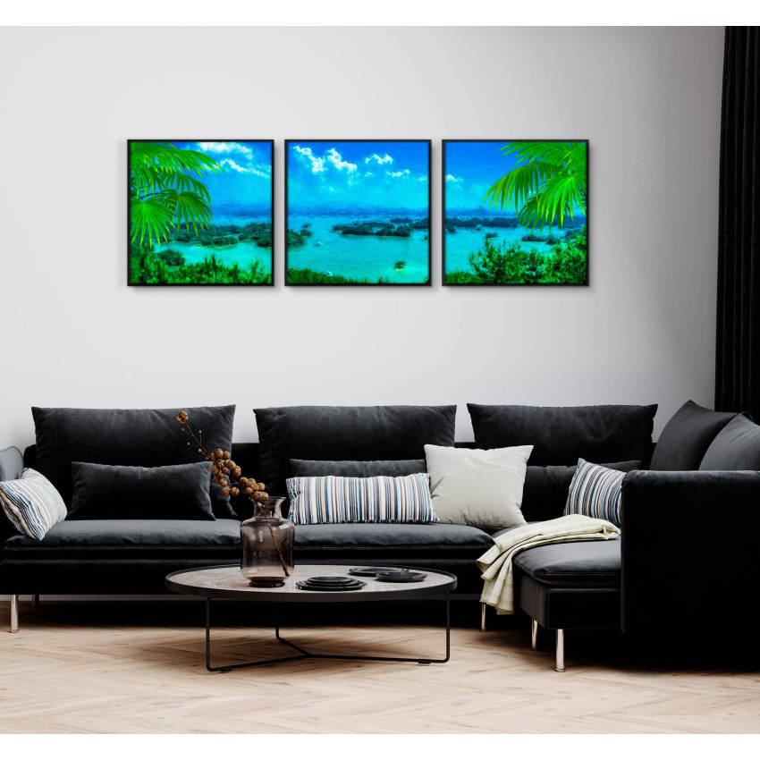 Exotiskt vatten & palmer - Tredelad tavla