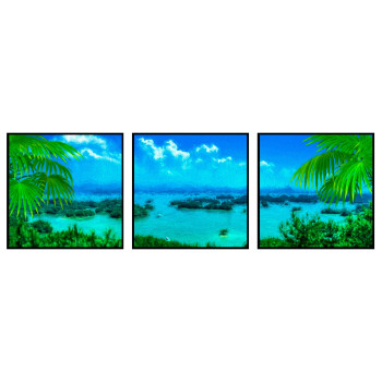 Exotic Water and Palm Trees - Poster in Three Pieces