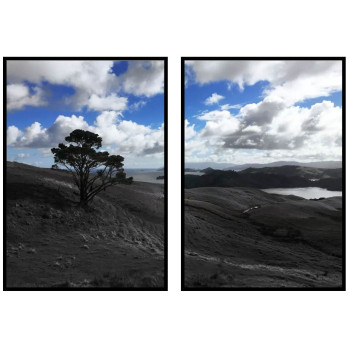 Stort träd och blå himmel - Tavla i två delar