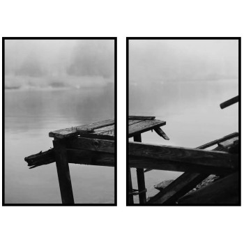 Trasig träbrygga - Tavla i två delar