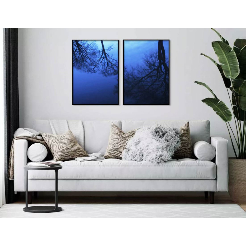 Tr&auml;d speglas i vattnet - Tv&aring;delat motiv