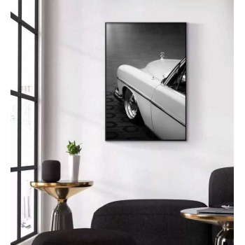 Vit klassisk Mercedes - Svartvit bilposter