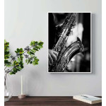 Saxofon - Musiktavla i svartvitt