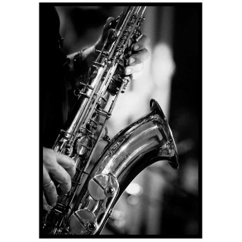 Saxofon - Musiktavla i svartvitt