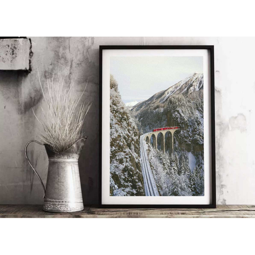 Snow and train poster