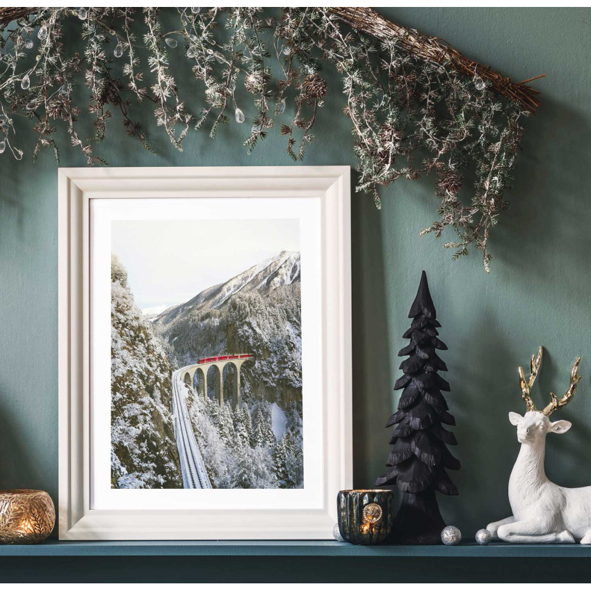 Snow and train poster