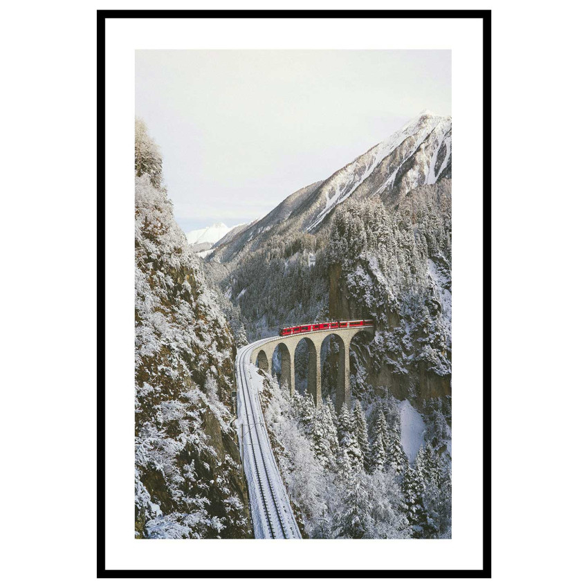 Snow and train poster