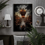 Hovering Steampunk Air Ship - Poster