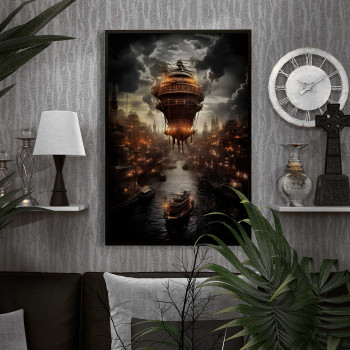 Hovering Steampunk Air Ship - Cool poster