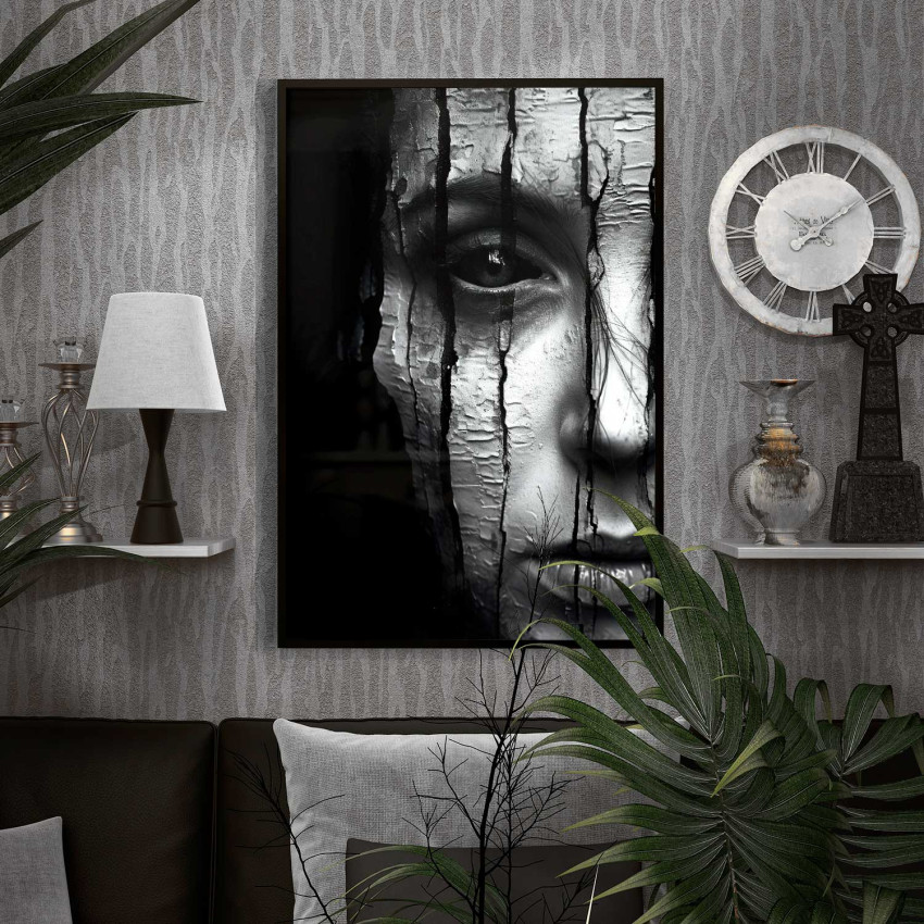 Woman of horror war - Black and white poster