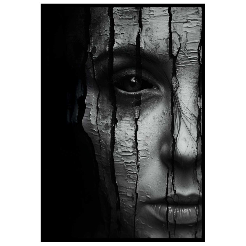 Woman of horror war - Black and white poster