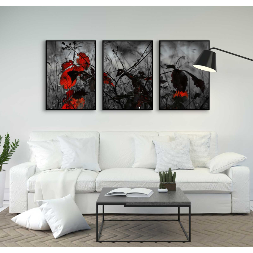 Red Leaves - Poster in Three Pieces
