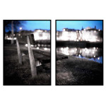 Parkbänk vid vattnet - Tvådelad tavla