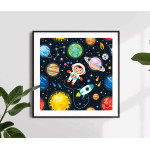 Cartoon space kids room poster