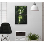 Bambuträd - Grön tvådelad tavla