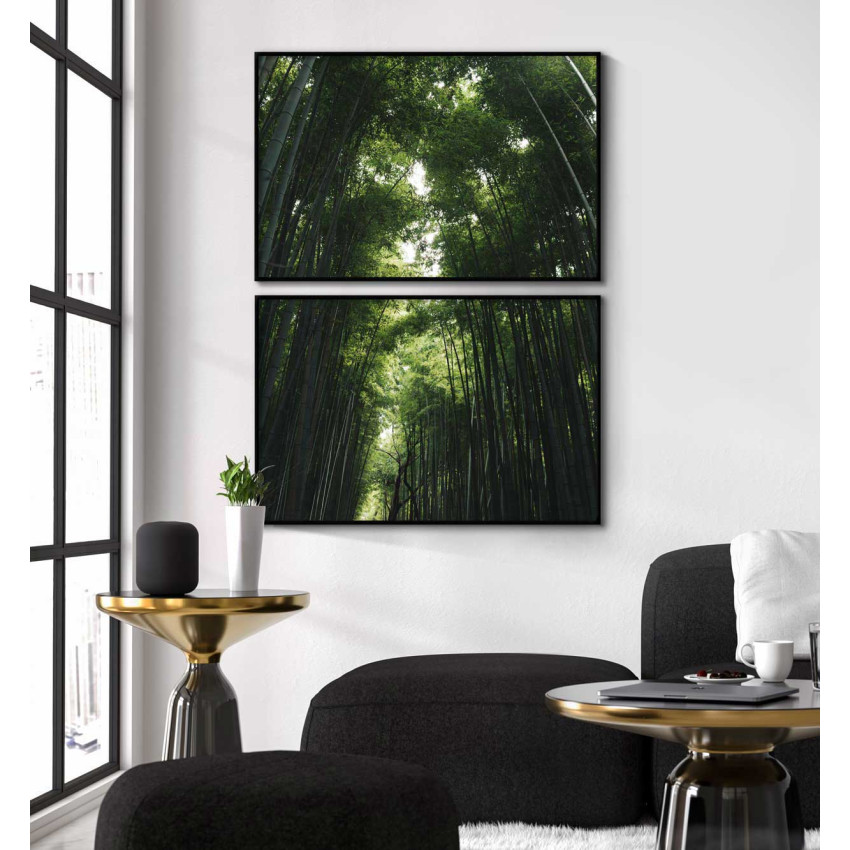 Bambuträd - Grön tvådelad tavla