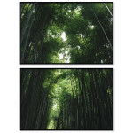 Bambuträd - Grön tvådelad tavla