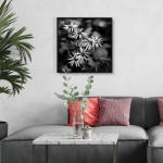 Vita blommor - Svartvit kvadratisk poster