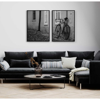 Cykel med bockstyre på gatan - Tvådelad tavla