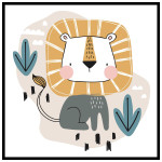 Tecknat lejon djungeldjur - Kvadratisk barntavla