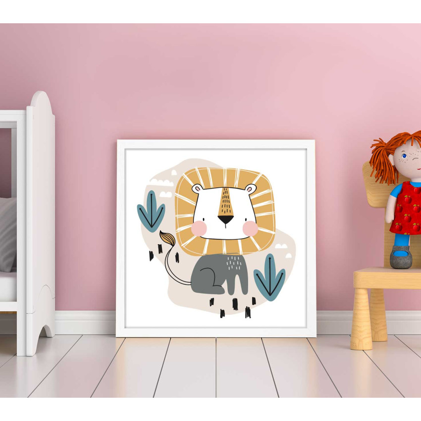 Tecknat lejon djungeldjur - Kvadratisk barntavla