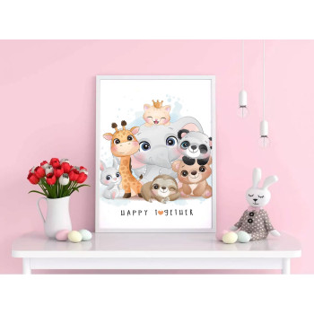 Glad samling djur - Barnposter