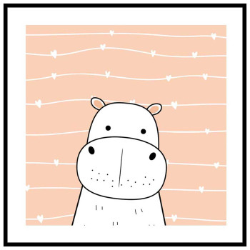 Tecknad flodhäst - Orange kvadratisk barnposter