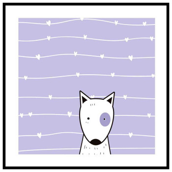 Tecknad hund - Lila & kvadratisk barnposter