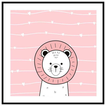 Lejon illustration - Rosa & fyrkantig tavla