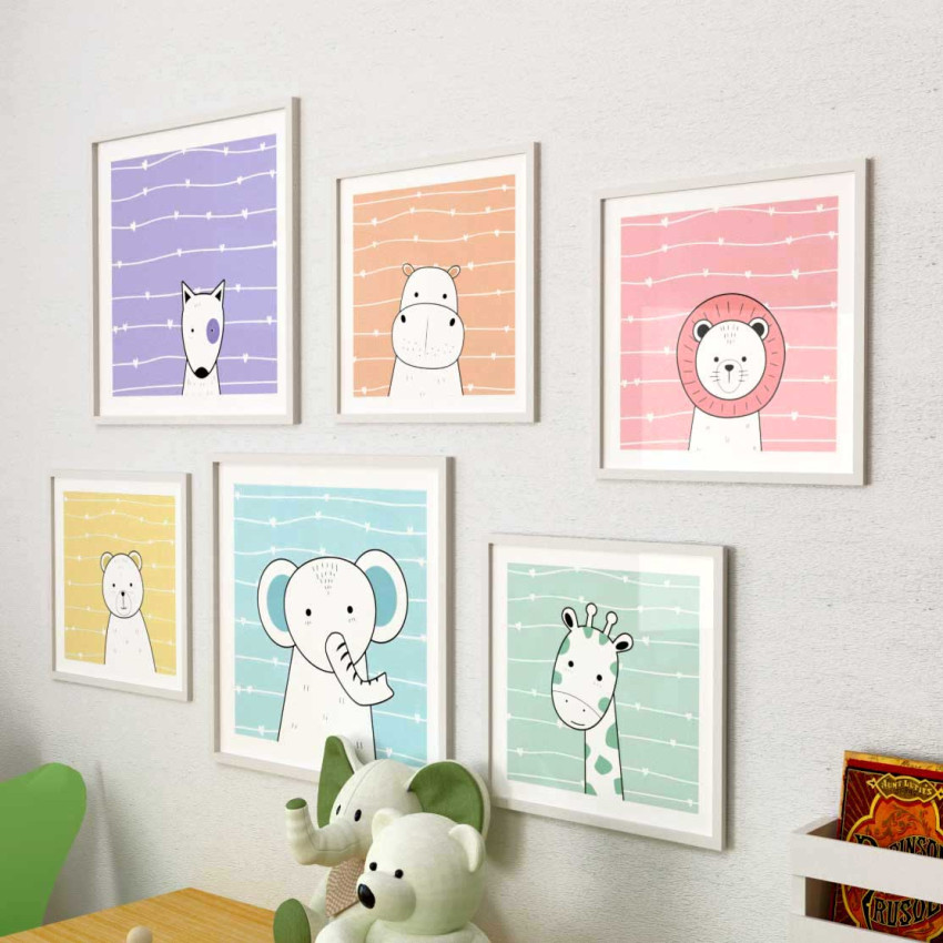 Cartoon girafe - Simple bright green kids poster